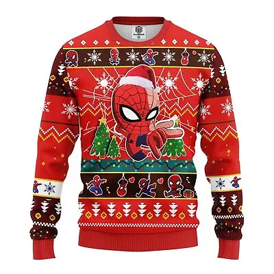 Spiderman Chibi Santa Love Superhero Movie Christmas 3D SWEATER Halloween Gift • $35.14