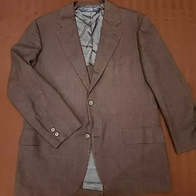 Vtg Brooks Brothers Makers Men 40R FULL CANVAS Brown Wool Rope Stripe 3/2 Blazer • $60