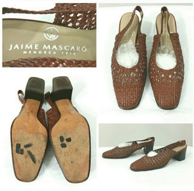 Jamie Mascaro Menorca Leather Woven Heel Shoes Size 6 • £47.51