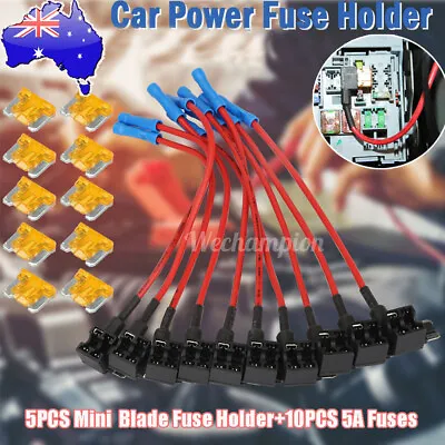 $12.55 • Buy 5Pack Mini 5A Car Add-a-Circuit Fuse Adapter Holder With 20PC 5A Blade Fuses Kit