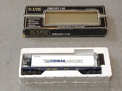 K-Line O/O27 6992 CSX Classic Flat Car W/ Conrail Mercury Container K-6992 ~ TS • $19.99
