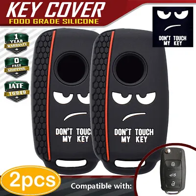 $7.46 • Buy 2pc For Volkswagen Key Fob Case Cover 3 Button Mk6 Holder Vw Gti Golf Tiguan Cc