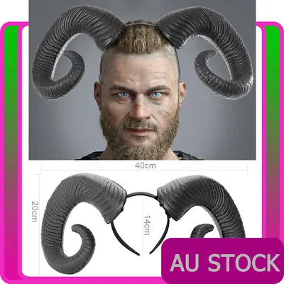 Twisted Bull Ram Headband Goat Aries Beast Horns Demon Devil Costume Headpiece • $23.74