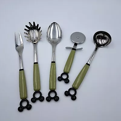 Disney Mickey Mouse 5-piece Utensil Set Stainless Steel Green Handles • $34.88