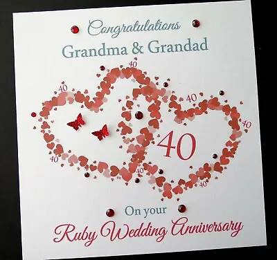 £4.49 • Buy 6  Personalised Handmade Wedding Anniversary Card 25th,30th,40th,45th,60th, 65th