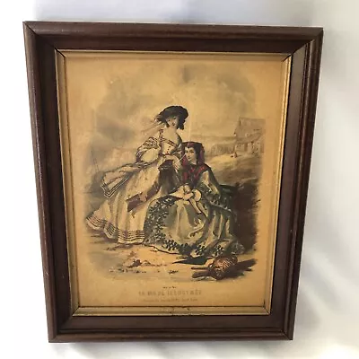 Vintage La Mode Illustree Fashion Magazine Print Framed 7”x8.5” FLAWED • $9.95