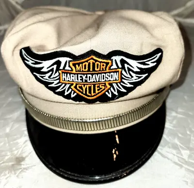 Vintage Motorcycle Captain's Hat Sz 7.5 Embroidered Patch W/Wings Metal Band HTF • $80