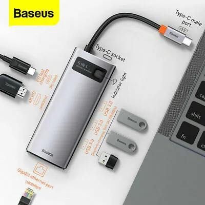 $32.49 • Buy Baseus USB C Hub 8in1 PD RJ45 Ethernet 4K HDMI SD MicroSD MacBook IMac Adapter