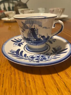 Vintage Hand Painted Royal Goedewaagen Delft Blue Demitasse Cup & Saucer Holland • $10.50