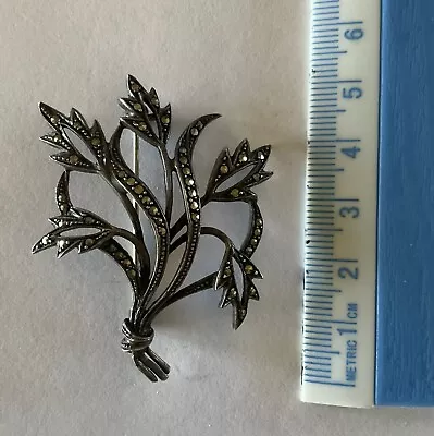 Vintage Marcasite Floral Spray Brooch • $20