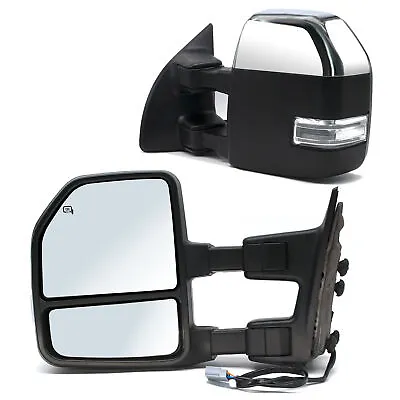 Tow Mirrors For 99-07 Ford F250 F350 F450 Super Duty Power Heated Signal Chrome • $199.89