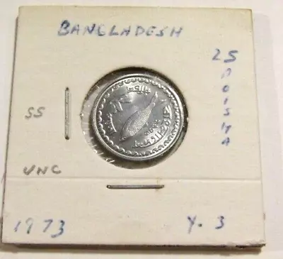 Bangladesh 1973 25 Poisha Unc Steel Coin Fish • $7.99