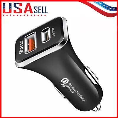 12V Dual USB Car Charger 2 Port Adapter Type-C Cigarette Socket Fast Charging • $4.97