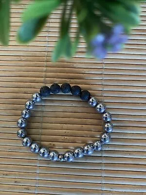 Au Made Ladies Silver Hematite & Lava Bead Diffuser Bracelet ✌️🌸📿 • $19