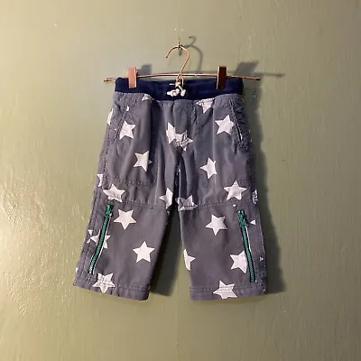 MINI BODEN Gray W/Stars Cargo Long Shorts Size 8Y Tie Waist. Pockets GUC • $15