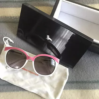 Pink White Woman’s Sunglasses By Modern Amusement Cat-eye Circa 2009 Mod Circle • $69.99