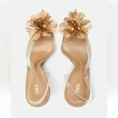 Zara Flower Slingback Shoes Limited Edition • $279