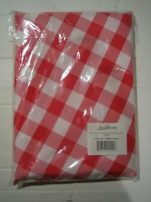 New Linen Tablecloth 90 Inch Round Red & White Checkered Polyester Low Us Ship • $12.99