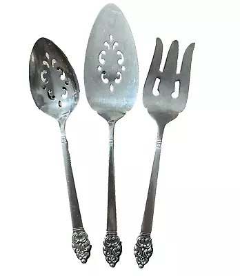 Oneida VINLAND Stainless Serving Spoon Fork Pie Server Community Scroll Tip 3pc • $19.95