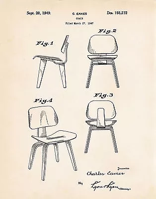 1947 Eames Modern Chair Patent Retro Mid Century Furniture Designer Patent Print • $9.95