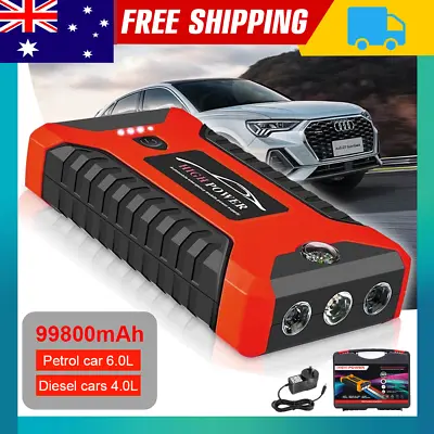 Portable Car Jump Starter 99800mAh++ 12V Pack Booster Charger Battery Power Bank • $44.35