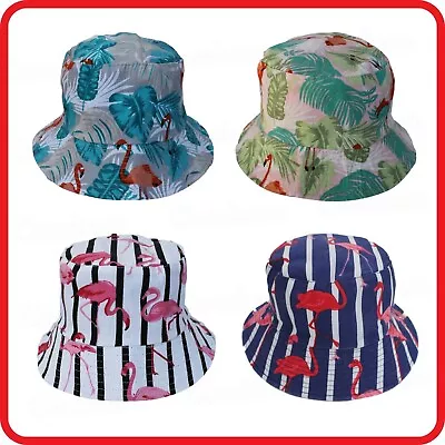 Reversible Flamingo Bucket Hat Fisherman's Hat Irish Country Session Hat-costume • $9.71