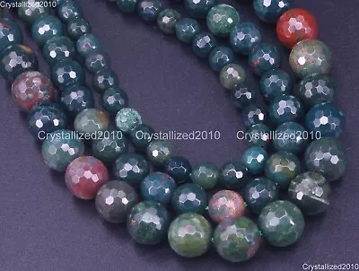 Faceted Natural Blood Jasper Gemstone Round Beads 4mm 6mm 8mm 10mm 12mm 15.5  • £10.79