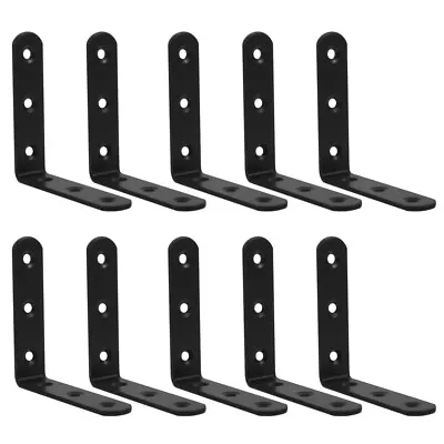  10 Pcs Stainless Steel Black Right Angle Bracket Corner Code Iron Shelf • £32.88