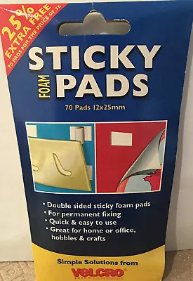 Velcro Sticky Foam Pads 70 Pads 12 X 25mm • £1.99