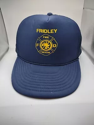 Vintage 90s Fire Fighter EMT Trucker Snapback Hat Cap Fridley Minnesota • $5