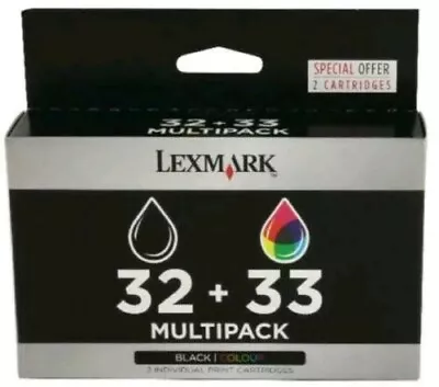 Genuine Lexmark 32 & 33 Black And Colour Ink Cartridge Set - VAT Inc • £20.99