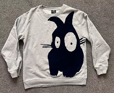 McQ Alexander Mcqueen Grey Navy Jumper Sweater Bunny Rabbit Size Small • £29.99