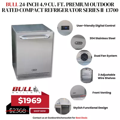 Bull Premium Outdoor Compact 4.9 Cu. Ft. 24-inch Refrigerator 13700 • $1969