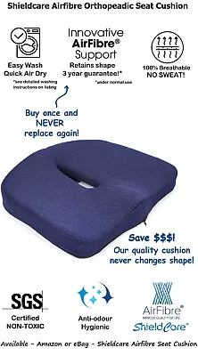 Shieldcare AirFibre Seat Cushion Pain Relief Car Office Chair Lumbar Back Washab • $49.95