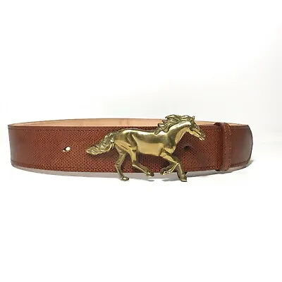 Max Lang Women's Belt XS VTG '78  Brown Leather Western Equestrian Buckle • $297.50