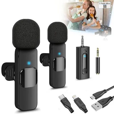 Mini Wireless Lavalier Microphone Clip On Lapel Mic For IPhone IPad Samsung Vlog • £15.89