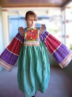 Antique VTG Kuchi Afghanistan Tribal Turkmen Turkomen Elaborate BEADED DRESS  • $299.99