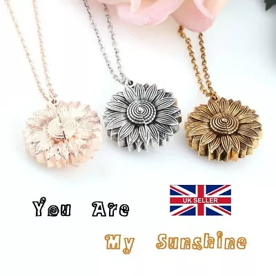  You Are My Sunshine  Open Locket Sunflower Pendant Necklace Women Fashion UK • £3.99