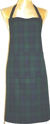 APRON SCOTTISH TARTAN GREEN AND NAVY. FRONT POCKET.'Made In Scotland' GIFT IDEA • £11.99