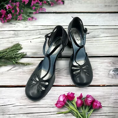 MUDD Mary Jane Heels Black Cut Out Y2K Faux Leather Boho Fairy Retro 90s Size 8 • $29.99