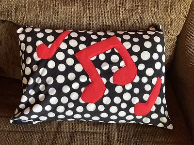 Handmade Kids Fleece Standard Pillow Case Black White Polka Dots Red Music Notes • $10.07