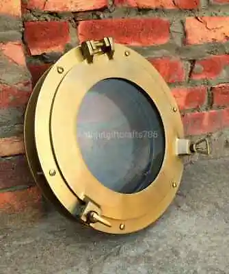 12'' Canal Antique Boat Porthole Window Brown Door Window Glass Porthole Home • $124.96