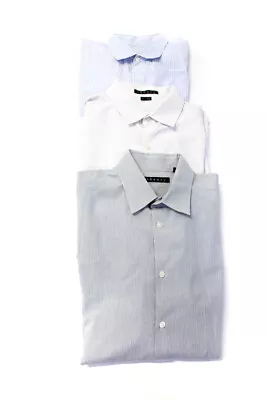 Theory Mens Button Down Dress Shirts White Blue Size Large 16 32/33 Lot 3 • $42.69