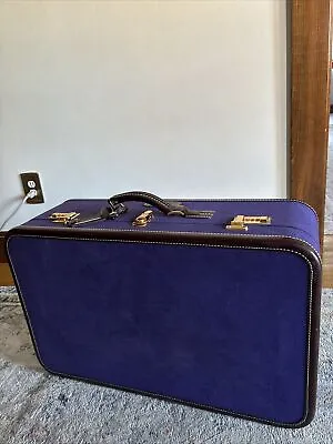 T. Anthony Hardsided Purple Canvas W/ Leather Trim Suitcase • $950