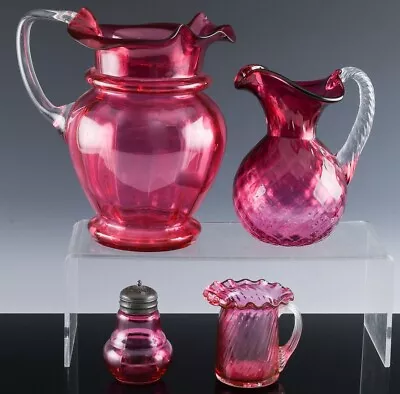 Estate Lot Antique & Vintage Hand Blown Cranberry Glass Pitcher Jugs Salt Shaker • $8.50