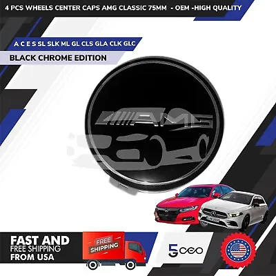 $26 • Buy 4 Pcs Wheels Center Caps Amg Mercedes Benz Black 75mm - Oem - Edition Limit Amg2