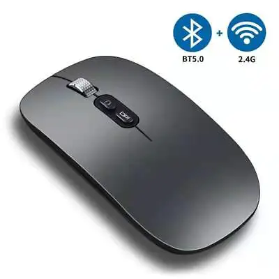 Slim Silent Bluetooth Wireless Rechargeable Mouse For PC Laptop Computer & USB • £2.95