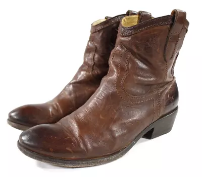 Vintage Frye Women's Carson Shortie Ankle Boots Western Brown Leather 9 • $79.99