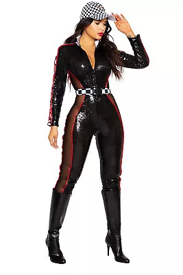 Roma Glam Racer Babe Race Car Driver Sequin Bodysuit Adult Women Costu Sz Medium • $46.86