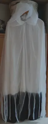 £14.99 • Buy White Hooded Ghost Bride Cape Hooded Halloween Cloak Fancy Dress Costume New